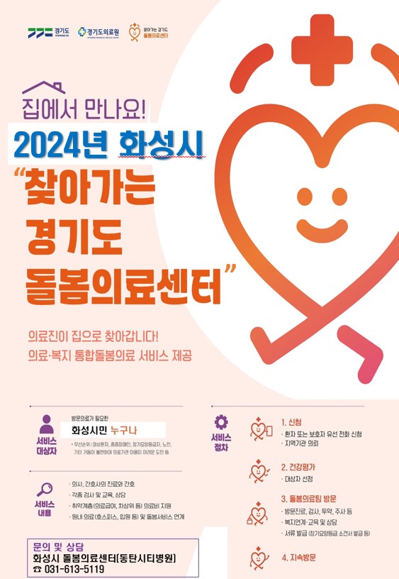 2024년 화성시 '찾아가는 경기도 돌봄의료센터 사업' 안내(사업기간:2024.7.~12.) 썸네일 이미지